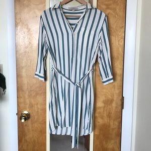 LOFT shirt dress blue and white stripes